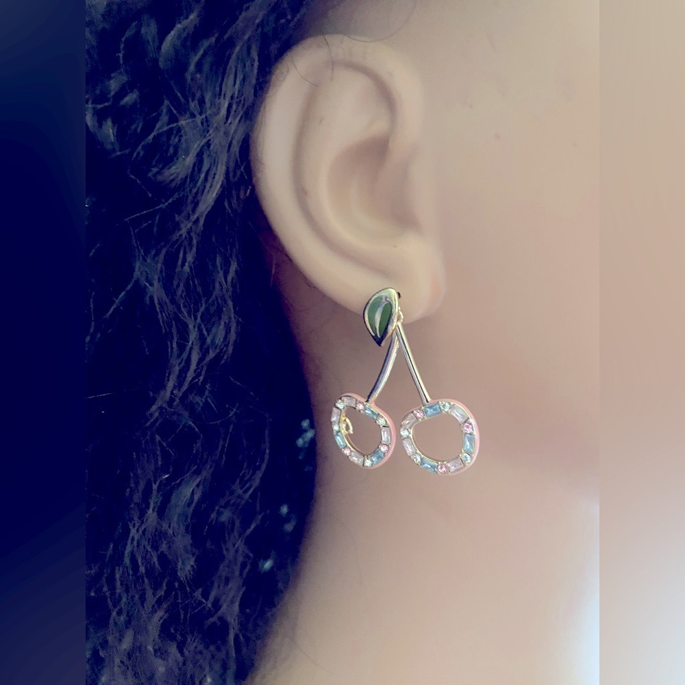 Coach Signature Crystal Cherry Drop Earrings - Picture 1 of 7